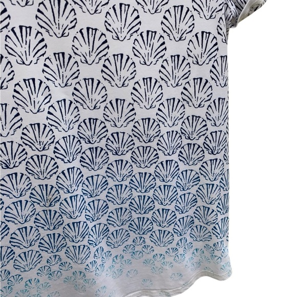 Weekends by Chico shell pattern Coastal white & Blue Women's Top / tee size M - Picture 5 of 6